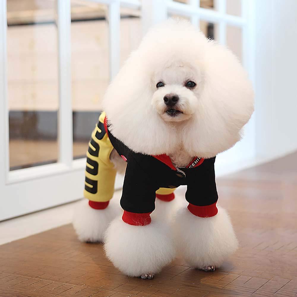 FXQIN Dog Four Leg Coat, Winter Puppy Jacket for Small Dogs Warm Coat Sweater Four Legs Pet Clothes for Dog Cat, Winter Thick Soft Cotton-Padded Doggie Vest, Black
