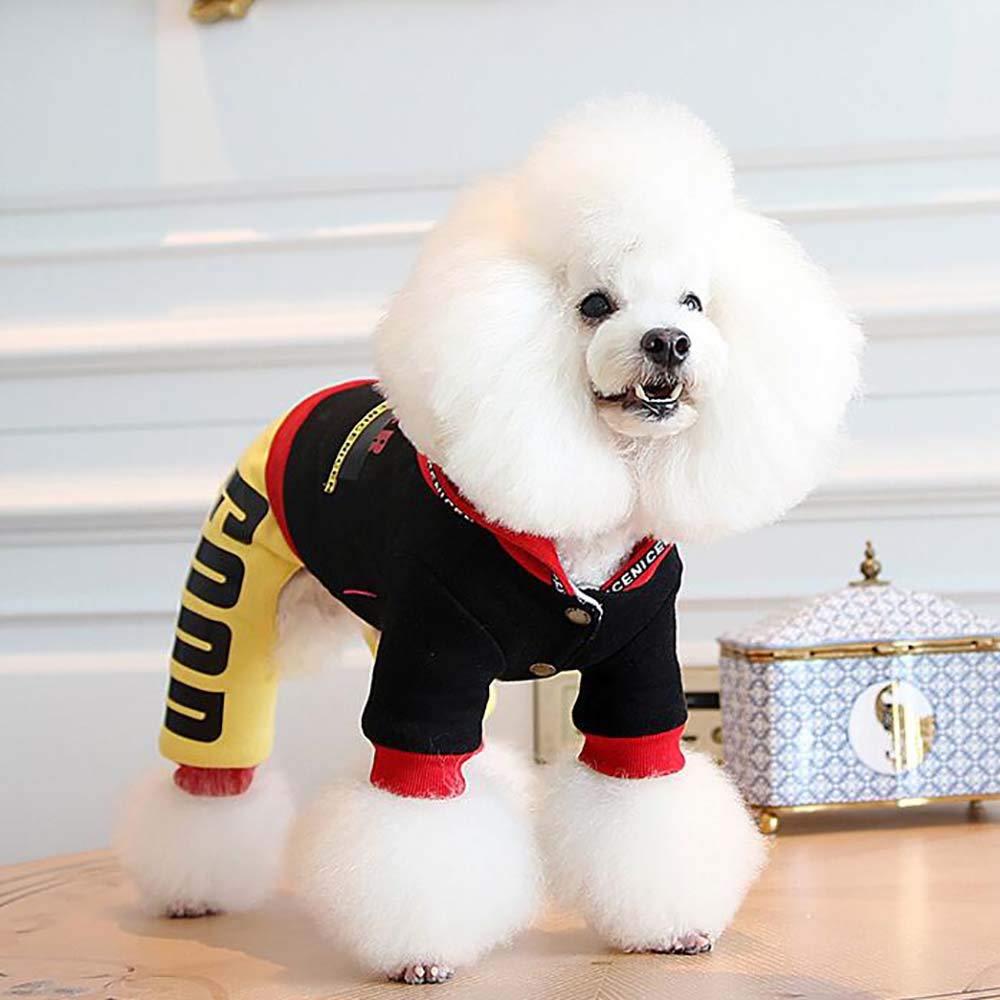 FXQIN Dog Four Leg Coat, Winter Puppy Jacket for Small Dogs Warm Coat Sweater Four Legs Pet Clothes for Dog Cat, Winter Thick Soft Cotton-Padded Doggie Vest, Black