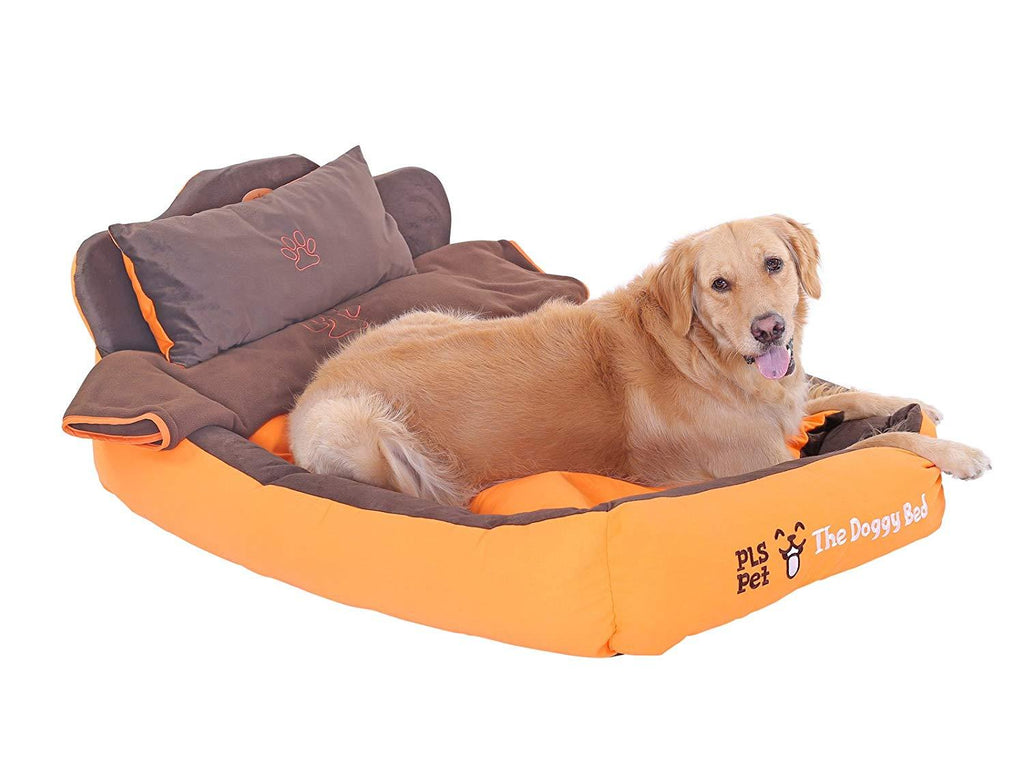 PLS Birdsong Doggy Bed with Blanket, Bolster Dog Bed, Completely Washable