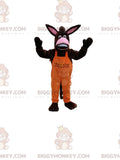 Donkey in Orange Overalls BIGGYMONKEYMascot Costume. donkey costume