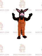Donkey in Orange Overalls BIGGYMONKEYMascot Costume. donkey costume