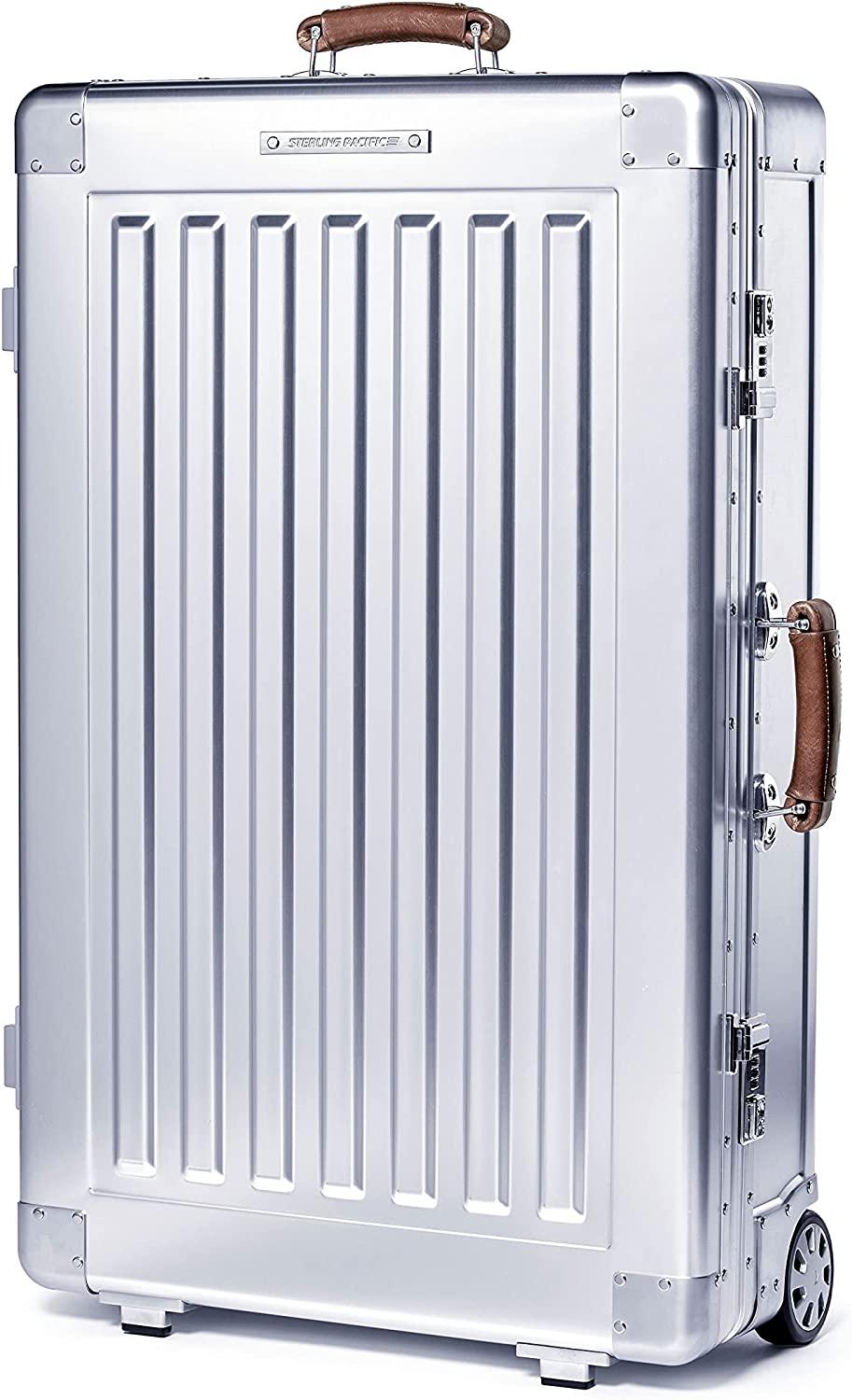 80L Check In Travel Case – Full Aluminum Luggage, Italian Leather Handles