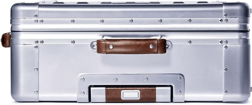 80L Check In Travel Case – Full Aluminum Luggage, Italian Leather Handles