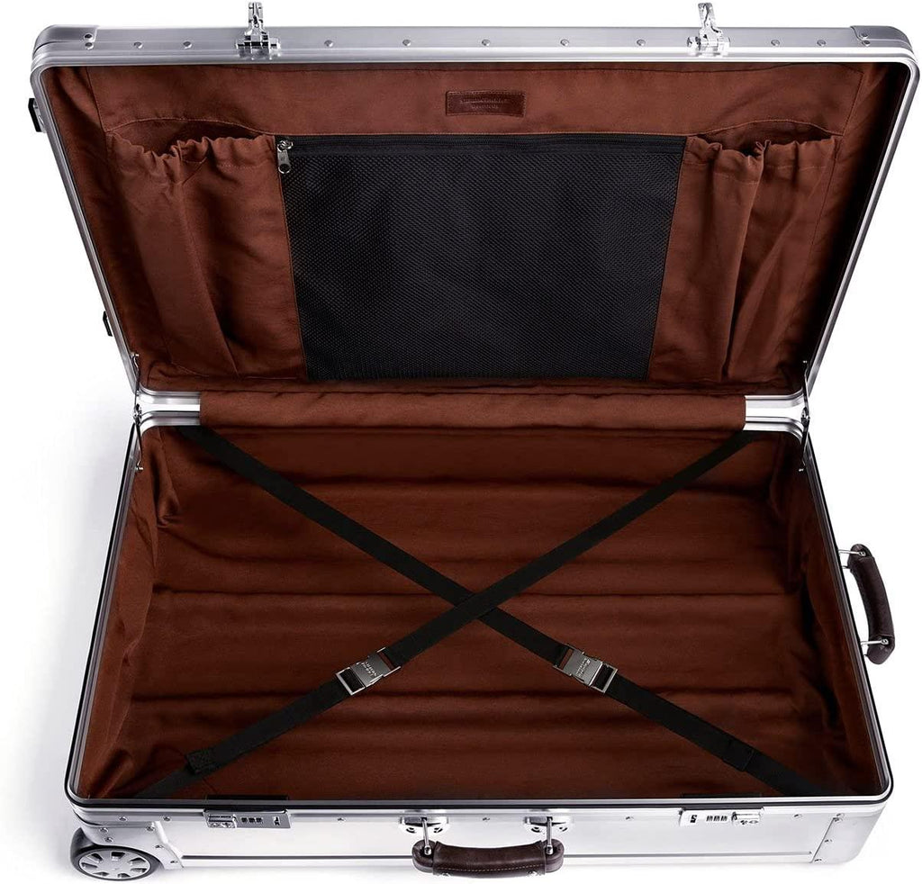 80L Check In Travel Case – Full Aluminum Luggage, Italian Leather Handles