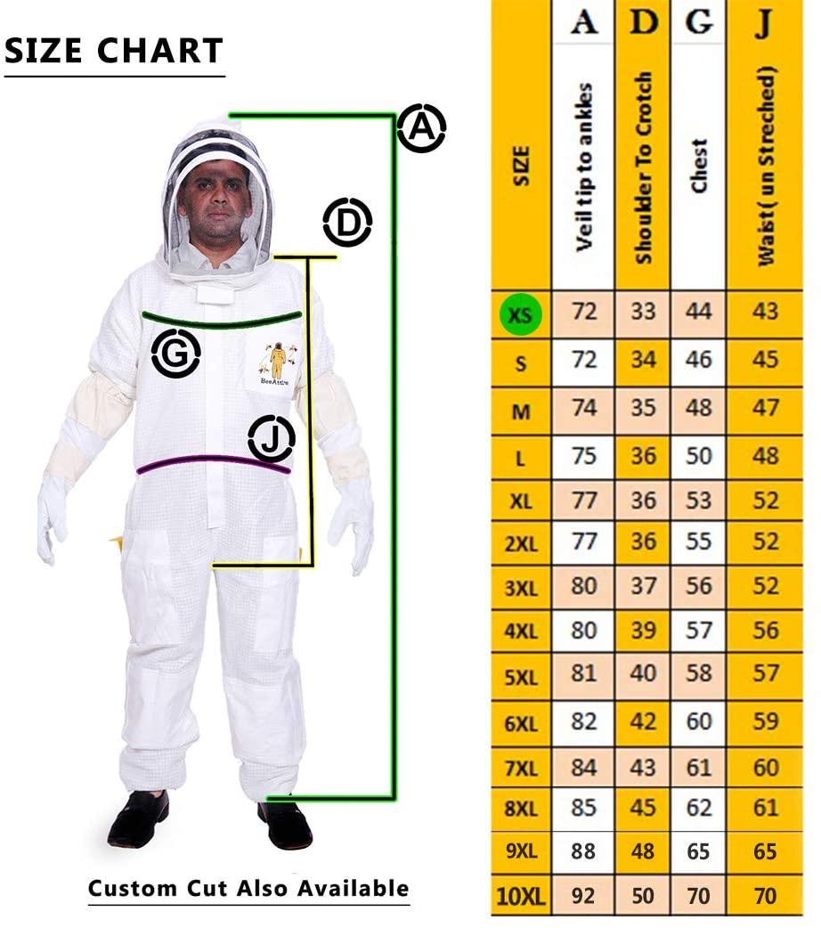beeattire ventilated bee suit with easy access veil 3 layer mesh bee protection new light weight ultra breeze max protection for professional beginner beekeeper full beekeeping costume (xs)