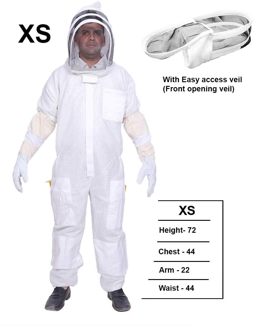 beeattire ventilated bee suit with easy access veil 3 layer mesh bee protection new light weight ultra breeze max protection for professional beginner beekeeper full beekeeping costume (xs)