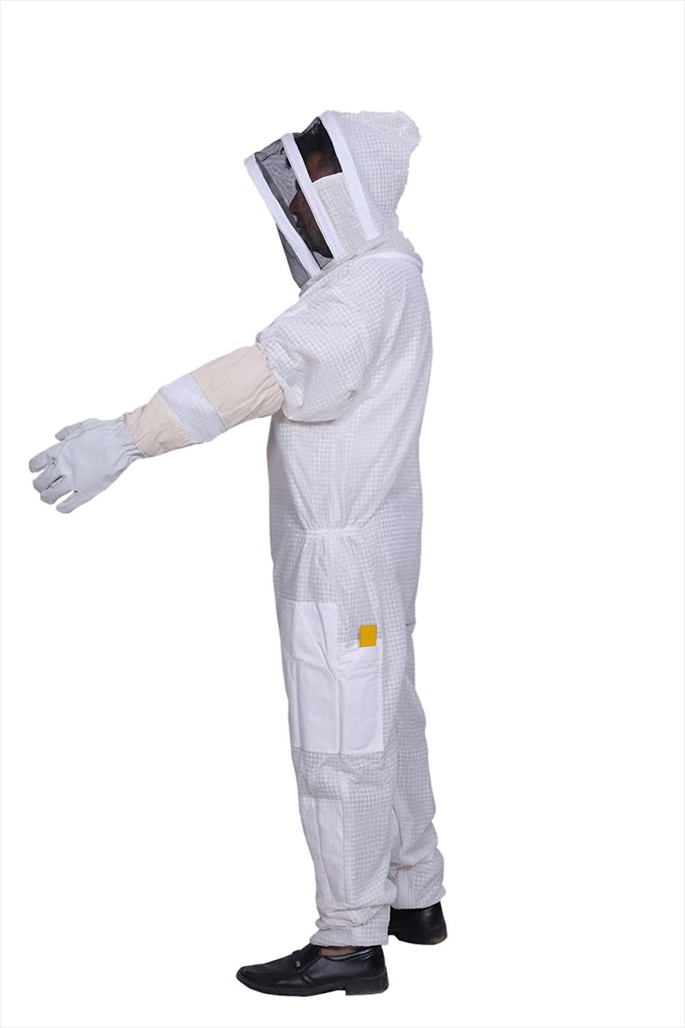 beeattire ventilated bee suit with easy access veil 3 layer mesh bee protection new light weight ultra breeze max protection for professional beginner beekeeper full beekeeping costume (xs)