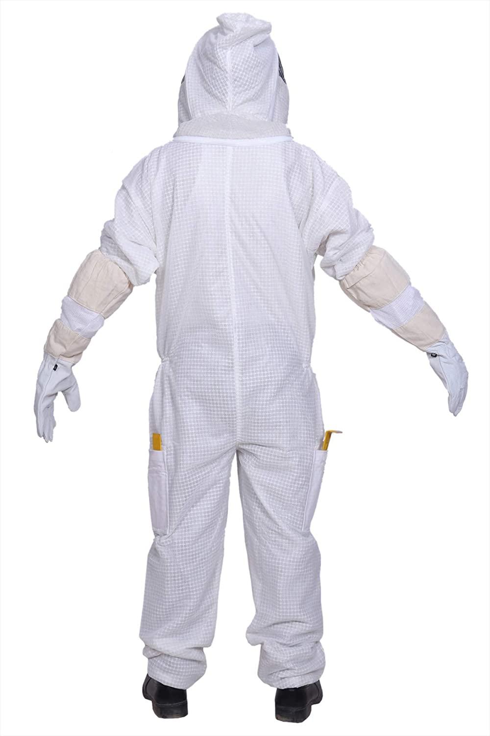 beeattire ventilated bee suit with easy access veil 3 layer mesh bee protection new light weight ultra breeze max protection for professional beginner beekeeper full beekeeping costume (xs)