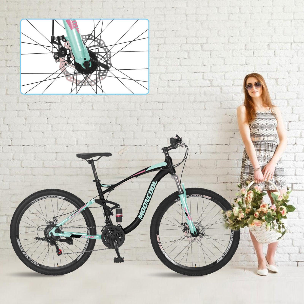 Adult Mountain Bikes 26/27.5 inch Mountain Bicycle, Disc Brakes Suspension Front Fork, 21 Speed Steel Frame Mountain Bike for Adults Mens Womens
