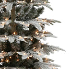 Puleo International 6.5 ft. Pre-Lit Slim Flocked Aspen Fir Artificial Christmas Tree with 450 UL-Listed Clear Lights