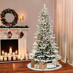 Puleo International Aspen Fir Flocked Slim Pre-Lit Artificial Christmas Tree