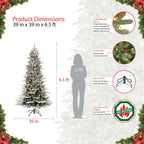 Puleo International 6.5 ft. Pre-Lit Slim Flocked Aspen Fir Artificial Christmas Tree with 450 UL-Listed Clear Lights