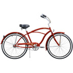 Micargi TAHITI 26" Beach Cruiser Coaster Brake  Steel Spokes One Piece Crank Alloy Matte Black Rims 36H With Fenders Color: Red/ Black