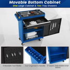 Rolling Tool Chest, 5-Drawer Tool Box Organizer w/Lockable Wheels & Sliding Drawers & Detachable Top & Adjustable Shelf, Tool StoraCabinet for GaraWorkshop (Blue)