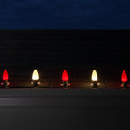 Opticore LED C9 Smooth Ceramic-Style Red and Warm White Christmas Lights with Shatterproof Christmas Bulbs, 50 Lights, 50’