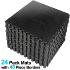 ZENSTYLE 24pcs Puzzle Exercise Mat with EVA Foam InterlocTiles For Exercise Gym, Black