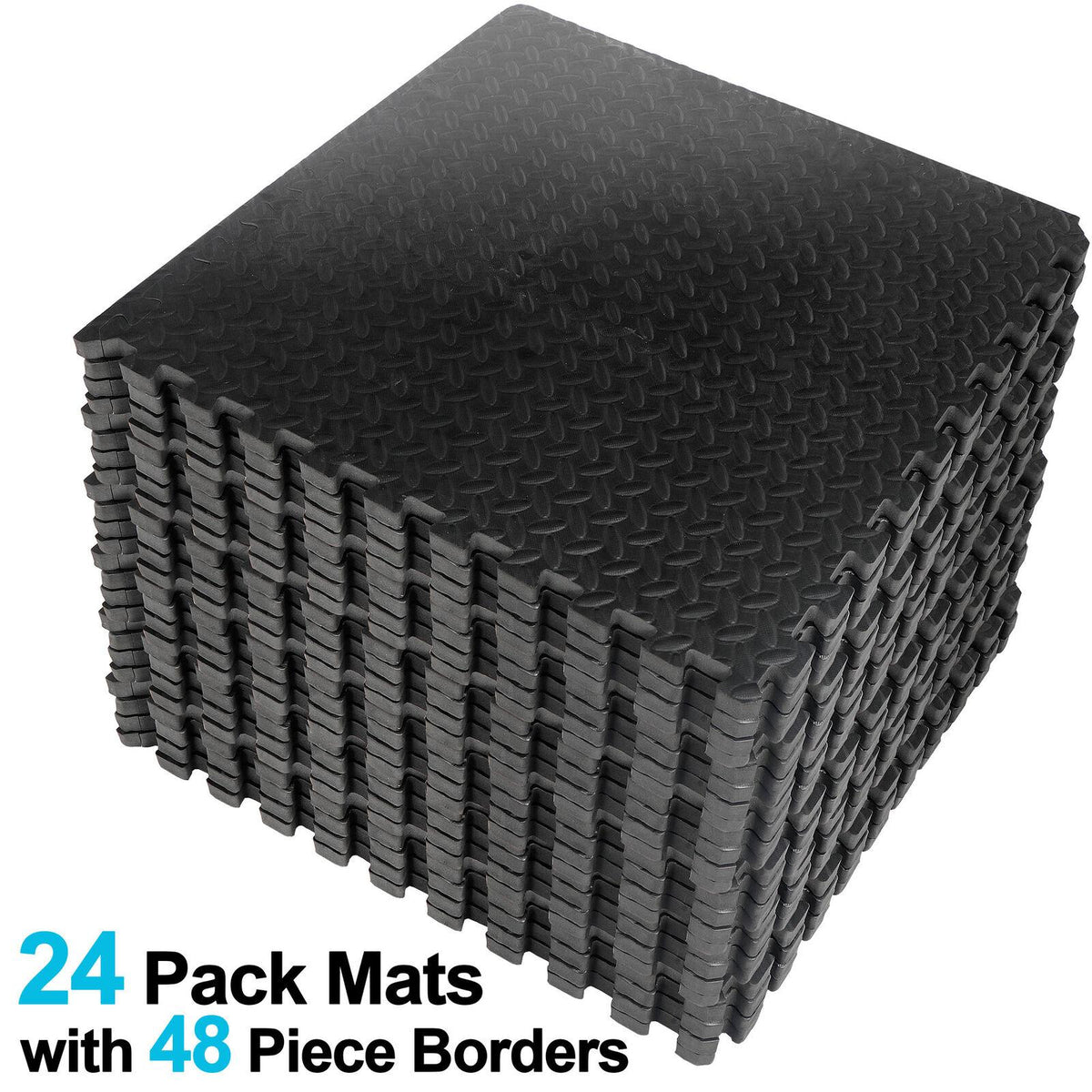 ZENSTYLE 24pcs Puzzle Exercise Mat with EVA Foam InterlocTiles For Exercise Gym, Black