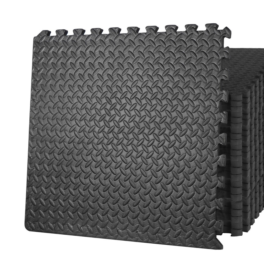 ZENSTYLE 24pcs Puzzle Exercise Mat with EVA Foam InterlocTiles For Exercise Gym, Black