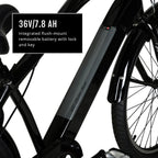 Hyper Bicycles E-Ride Electric Pedal Assist Men's Cruiser Bike, 26" Wheels, Black