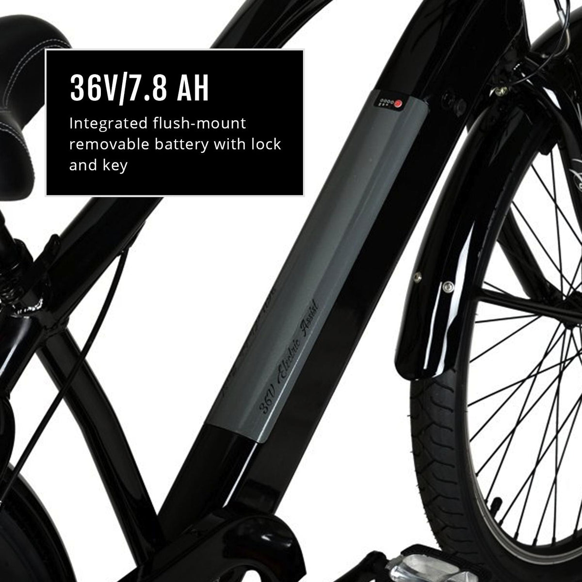Hyper Bicycles E-Ride Electric Pedal Assist Men's Cruiser Bike, 26" Wheels, Black