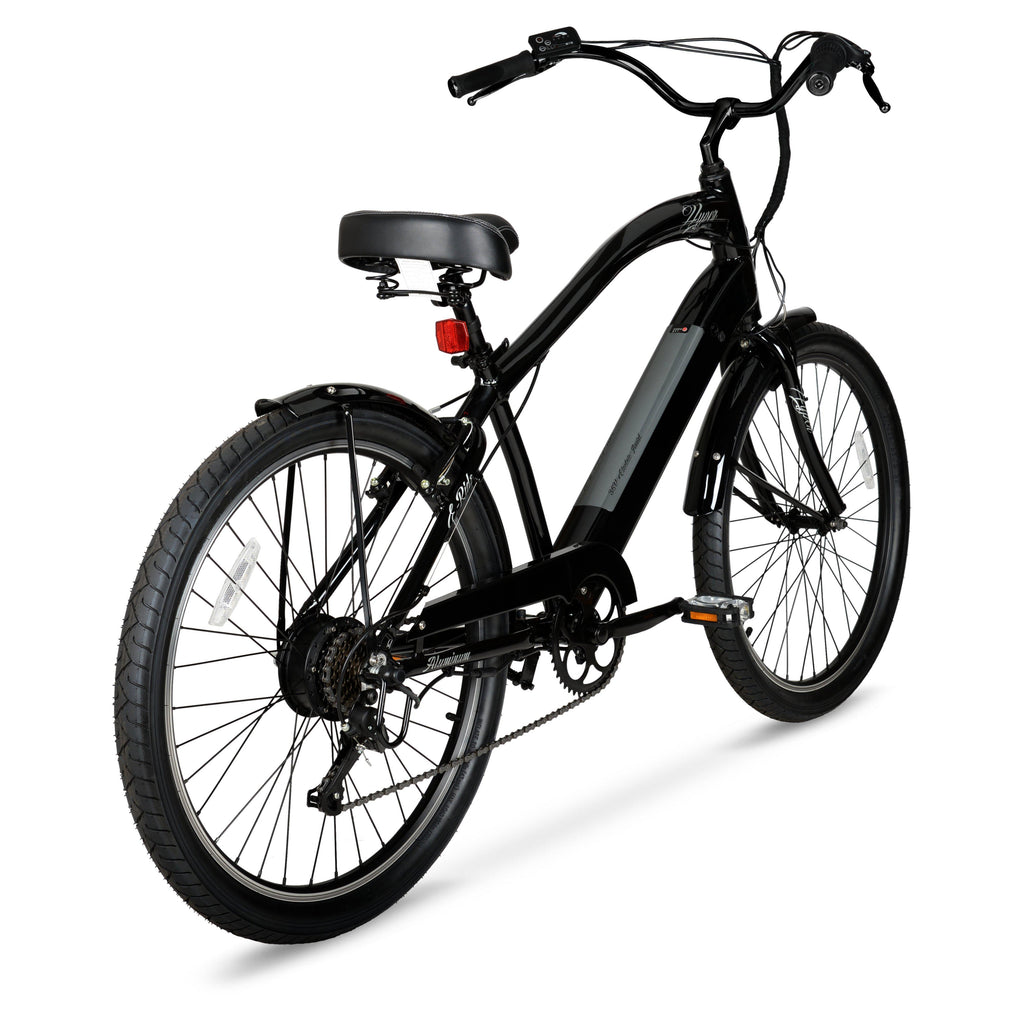 Hyper Bicycles E-Ride Electric Pedal Assist Men's Cruiser Bike, 26" Wheels, Black