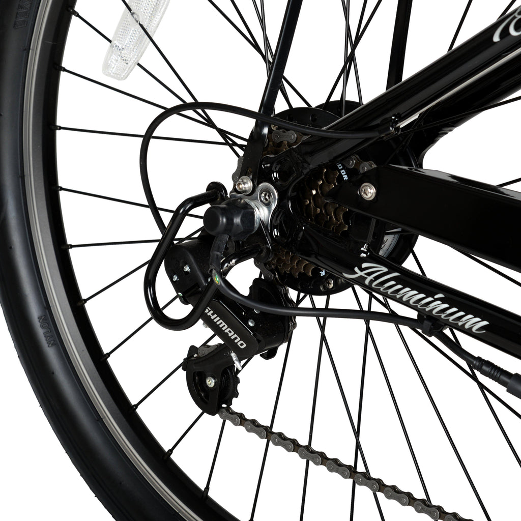Hyper Bicycles E-Ride Electric Pedal Assist Men's Cruiser Bike, 26" Wheels, Black