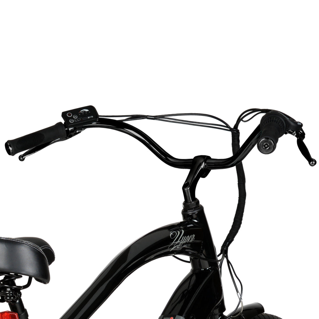 Hyper Bicycles E-Ride Electric Pedal Assist Men's Cruiser Bike, 26" Wheels, Black