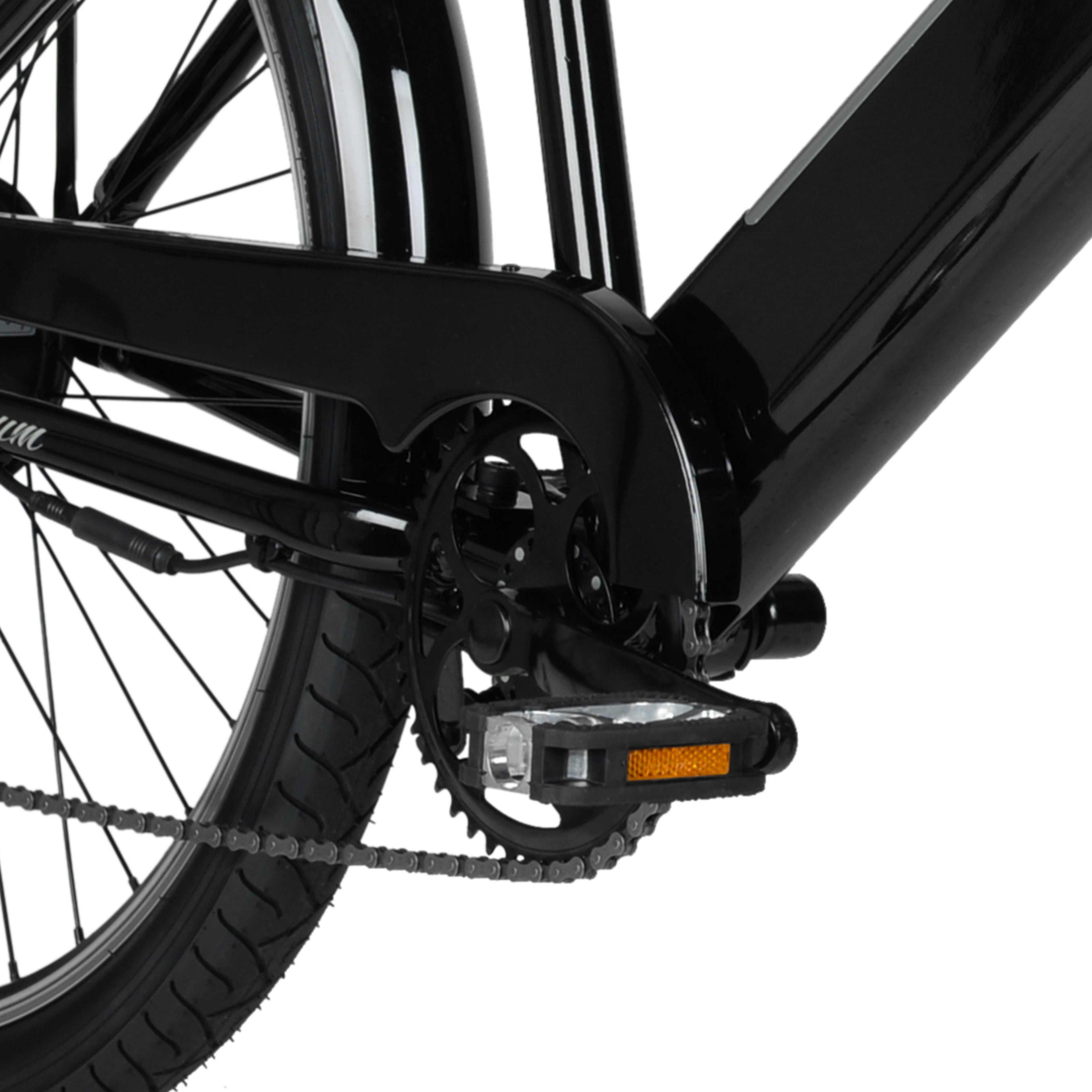 Hyper Bicycles E-Ride Electric Pedal Assist Men's Cruiser Bike, 26" Wheels, Black