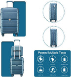 Luggage 3 Piece Set Suitcase Spinner Hardshell Lightweight TSA Lock Carry on 4 Piece Luggage Sets with PP Material (Blue)