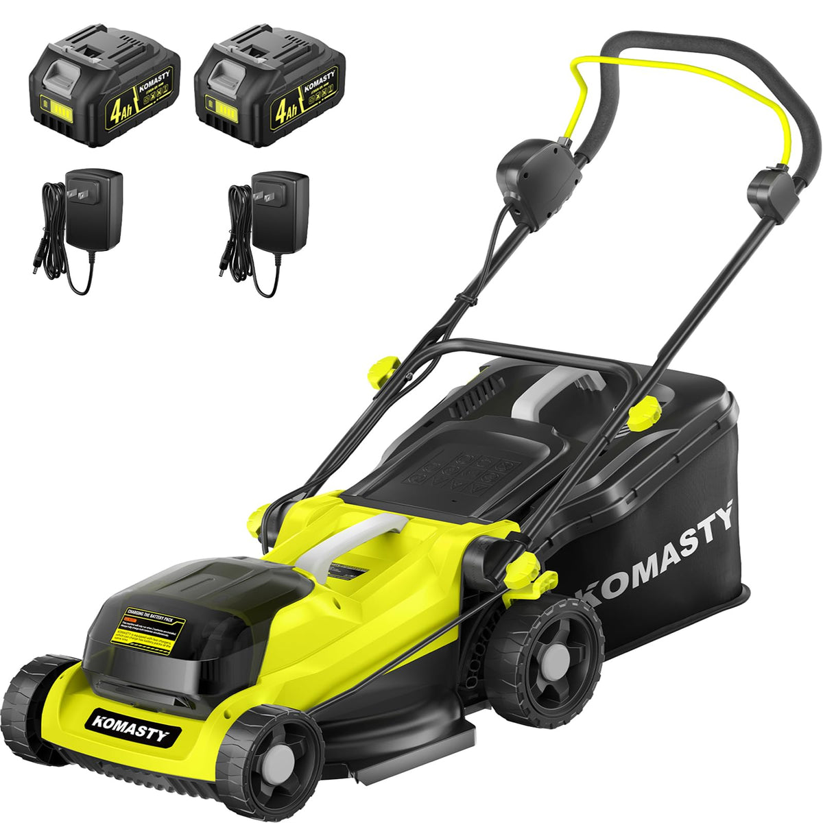40V Electric Lawn Mower 16" Cordless Battery Powered Mower, 2 in 1 Mulching Lawnmower with 5-Position Height Adjustment 10.6 Gallon Bag, Small Push Lawn Trimmer, 2X4.0Ah Battery and 2 Chargers