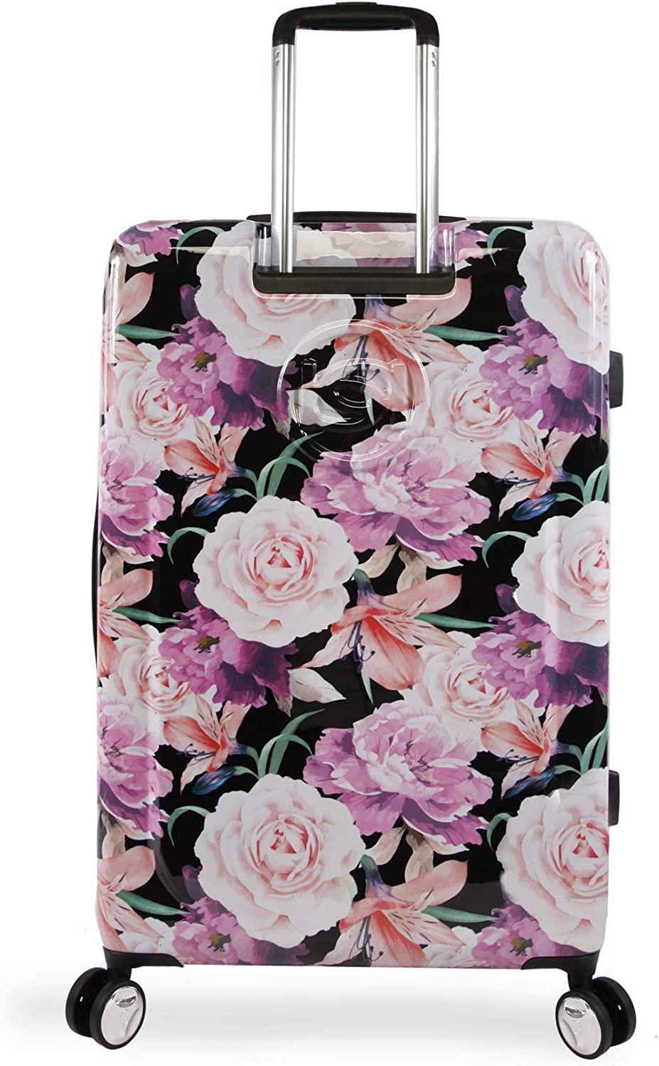 Women's Luggage Marie 29" Hardside Check in Spinner, Black Floral Print, One Size