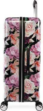 Women's Luggage Marie 29" Hardside Check in Spinner, Black Floral Print, One Size