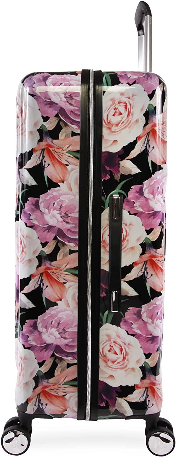 Women's Luggage Marie 29" Hardside Check in Spinner, Black Floral Print, One Size