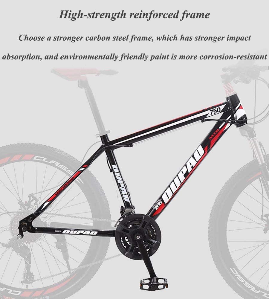Mountain Bike 26 Inch, 21/24/27/30 Speed, Full Suspension Dual Disc Brake Mountain Bike, Mens Women Adult All Terrain Mountain Bike with Mudguard