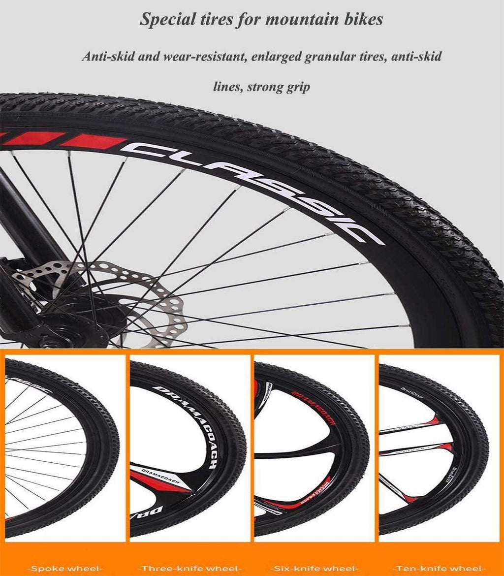 Mountain Bike 26 Inch, 21/24/27/30 Speed, Full Suspension Dual Disc Brake Mountain Bike, Mens Women Adult All Terrain Mountain Bike with Mudguard