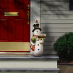 28.5" White Pre-Lit Snowman with Gift Outdoor Christmas Decor