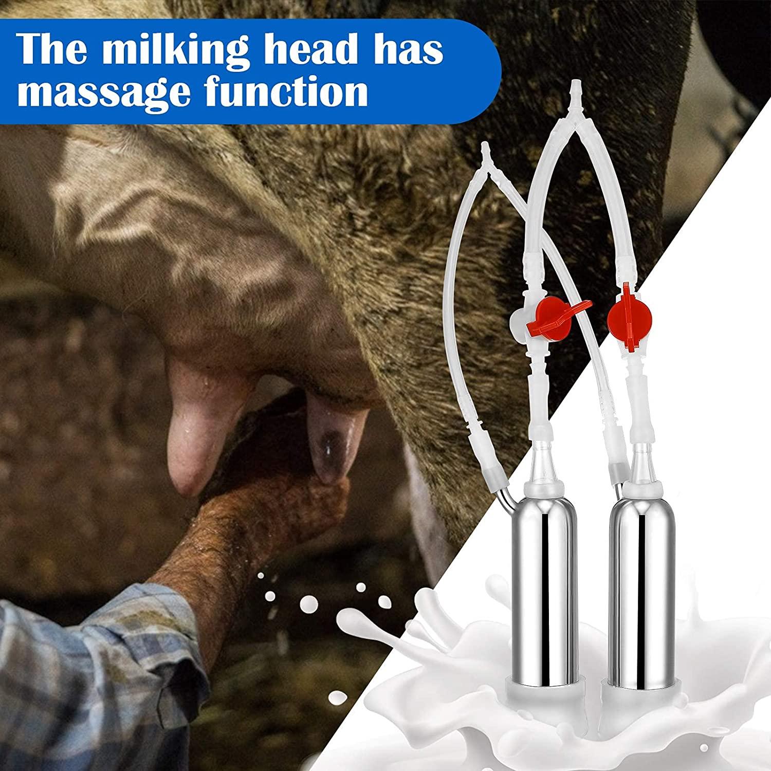7/14l cow milking machine rechargeable use electric vacuum pulsation suction pump milker machine suitable for farms or daily family portable with brush milk lining (14l)
