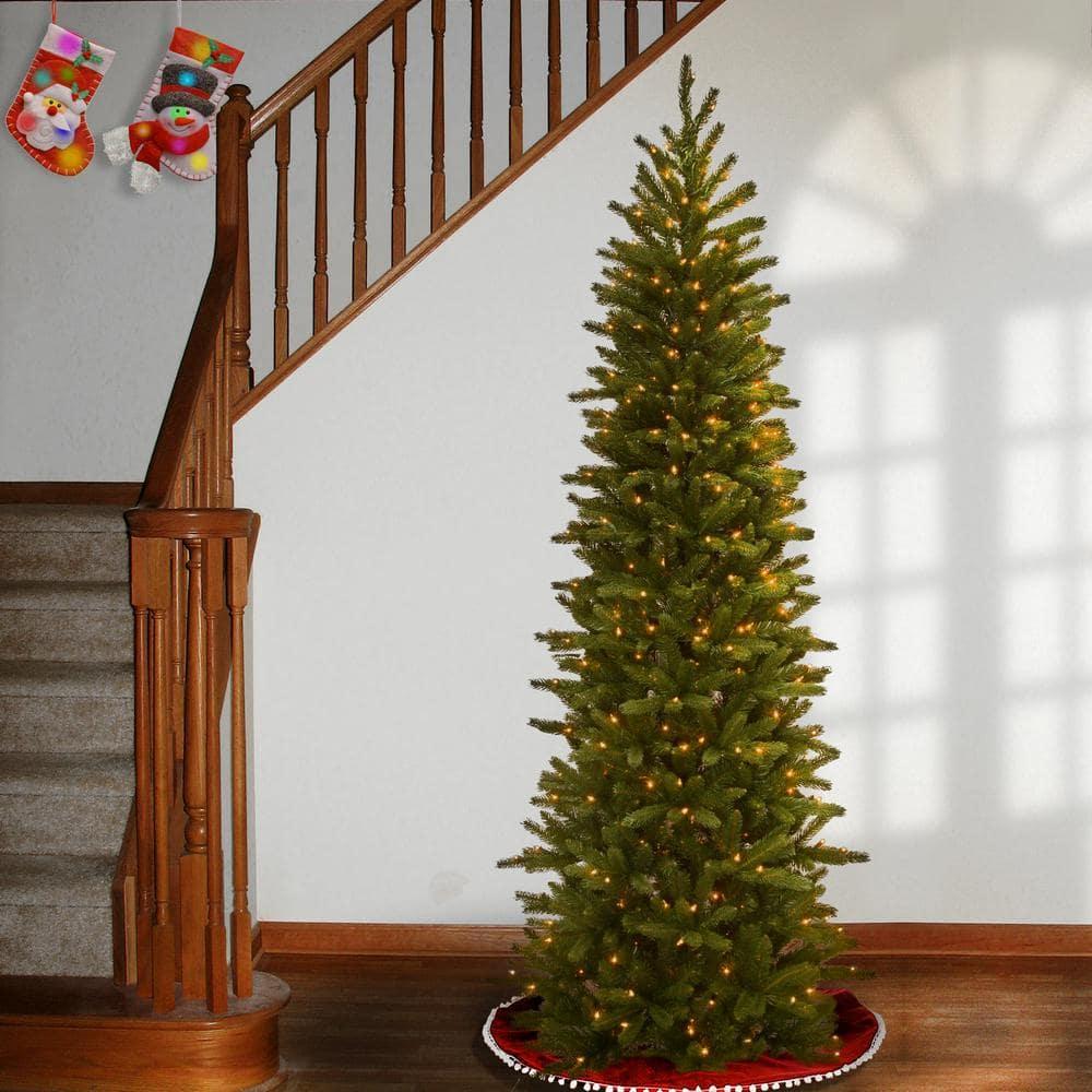 7-1/2 ft. Feel Real Grande Fir Pencil Slim Hinged Artificial Christmas Tree with 350 Clear Lights