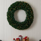 48 in. Prelit LED Artificial Christmas Wreath with 714 Bendable Branches and 200 Warm White LED Lights