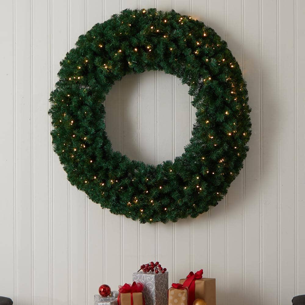 48 in. Prelit LED Artificial Christmas Wreath with 714 Bendable Branches and 200 Warm White LED Lights