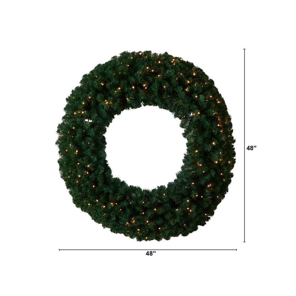 48 in. Prelit LED Artificial Christmas Wreath with 714 Bendable Branches and 200 Warm White LED Lights