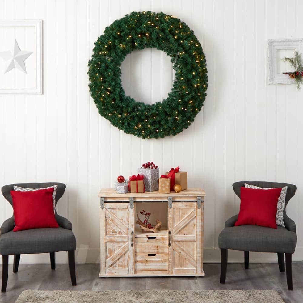 48 in. Prelit LED Artificial Christmas Wreath with 714 Bendable Branches and 200 Warm White LED Lights