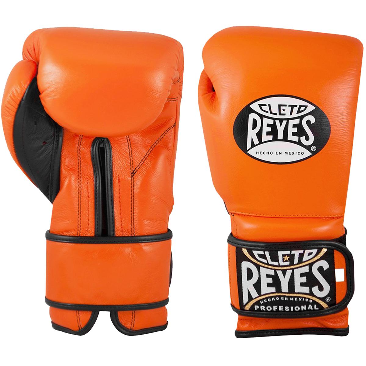Cleto Reyes Hook and Loop Leather Training Boxing Gloves - 12 oz. - Tiger Orange
