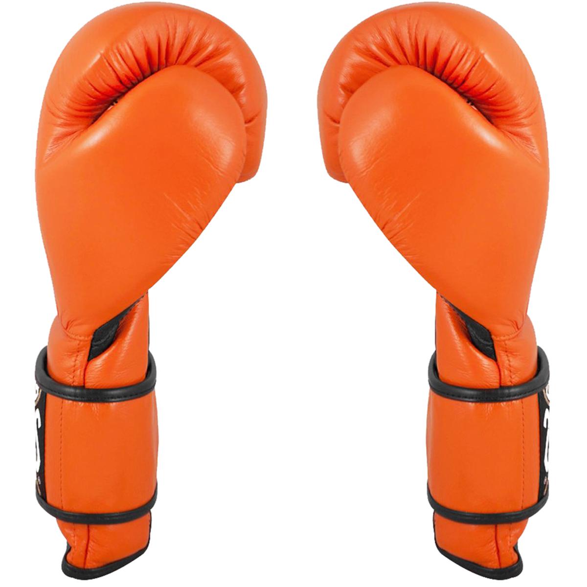 Cleto Reyes Hook and Loop Leather Training Boxing Gloves - 12 oz. - Tiger Orange