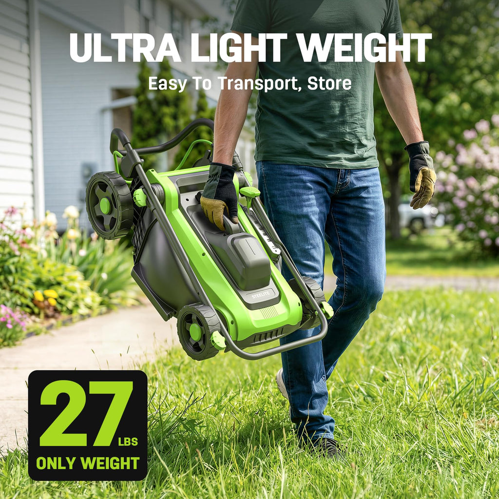 16-Inch 1800W Corded Electric Lawn Mower, Powerful Rotary Mower for Medium Lawns, with Grass Collection Bag &amp; Height Adjustment