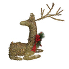 30" Pre-Lit Gold Reindeer with Bow Outdoor Christmas Decor