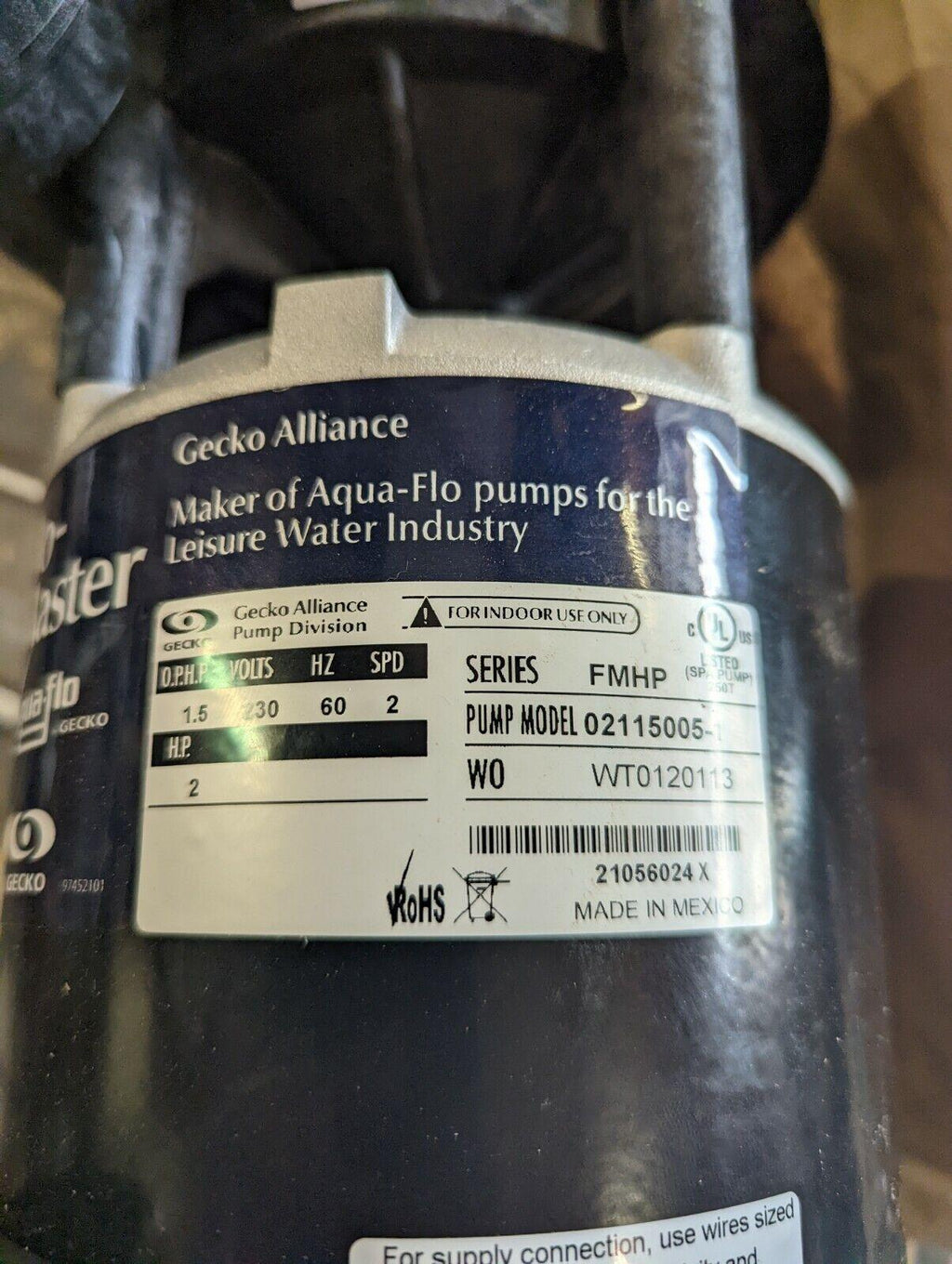 aqua flo 2 hp hot tub pump 2 speed