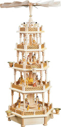 4 Tier Musical Silent Night Nativity Natural German Christmas Pyramid