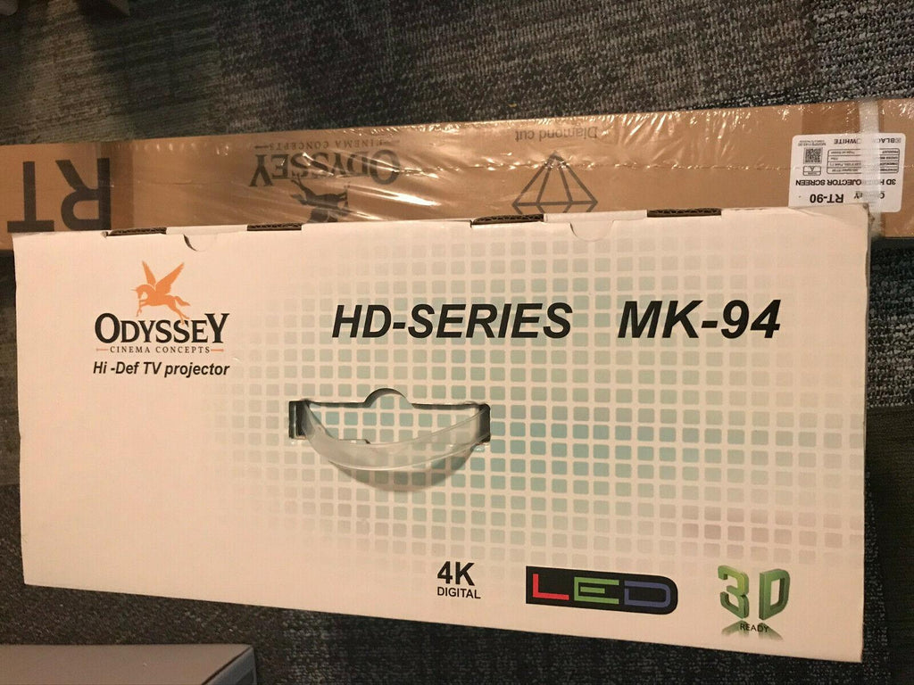 new odyssey high definition tv projector mk-94 hd &amp; rt-90 3d hd 72" 3d screen