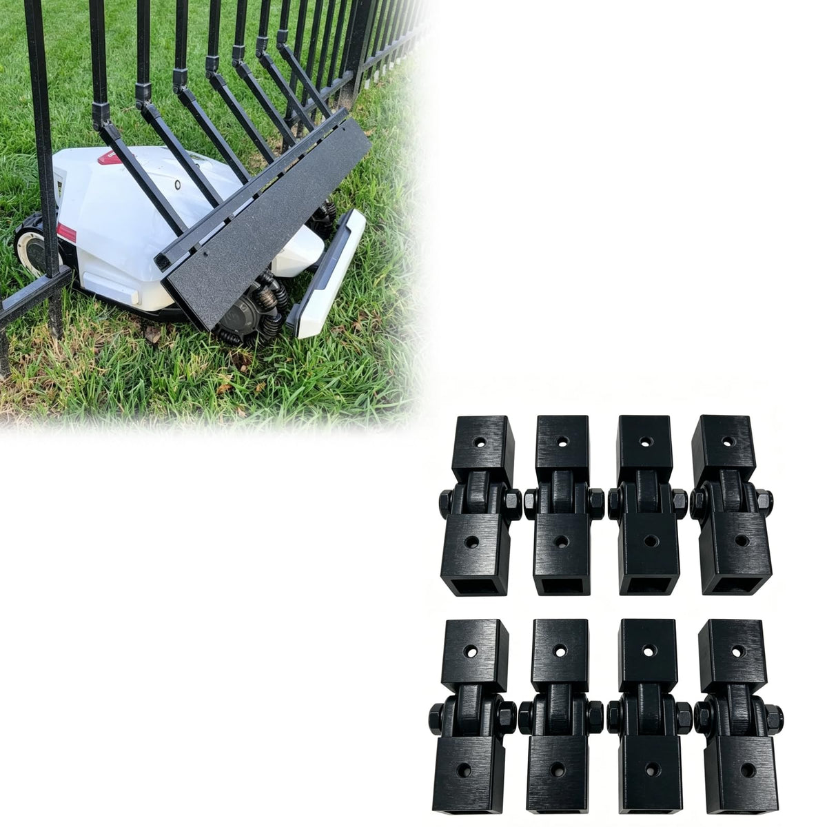 Robot Lawn Mower Fence Hinges Compatible with Most Auto Robotic Mower Fence Gates, Outdoor Fence Gate HinHardware 8-Pack Kit for 5/8" x 5/8" Aluminum Square Picket Fence